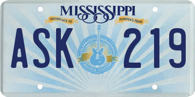 MS license plate ASK219