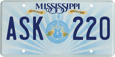 MS license plate ASK220