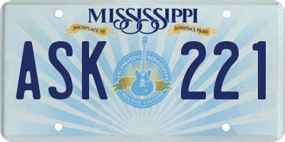 MS license plate ASK221