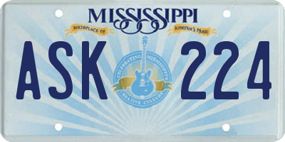 MS license plate ASK224