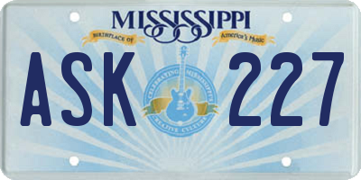 MS license plate ASK227