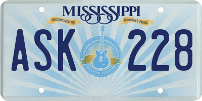 MS license plate ASK228