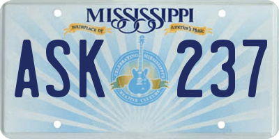 MS license plate ASK237