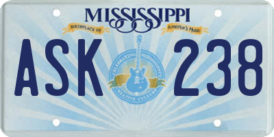 MS license plate ASK238