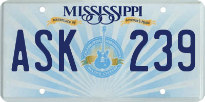 MS license plate ASK239