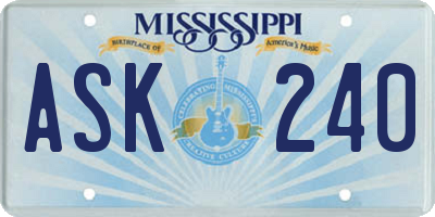 MS license plate ASK240