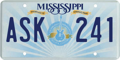 MS license plate ASK241