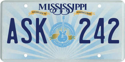 MS license plate ASK242