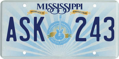 MS license plate ASK243