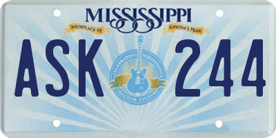 MS license plate ASK244
