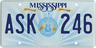 MS license plate ASK246