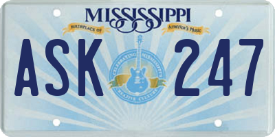 MS license plate ASK247