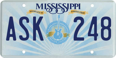 MS license plate ASK248