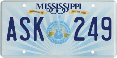 MS license plate ASK249