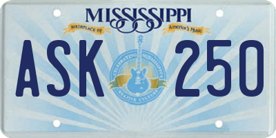 MS license plate ASK250