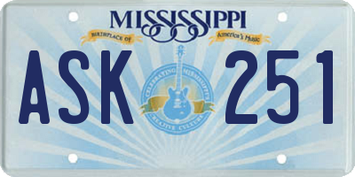 MS license plate ASK251