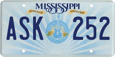 MS license plate ASK252