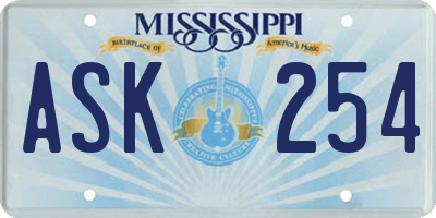 MS license plate ASK254