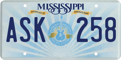 MS license plate ASK258