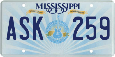 MS license plate ASK259