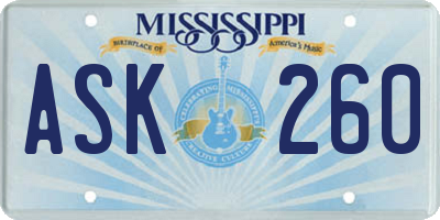 MS license plate ASK260