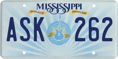 MS license plate ASK262