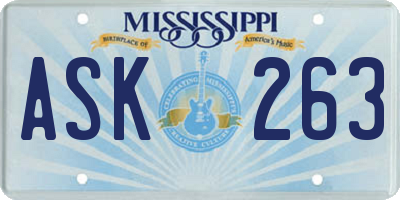 MS license plate ASK263
