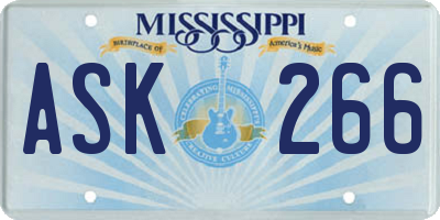 MS license plate ASK266