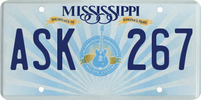 MS license plate ASK267