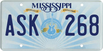 MS license plate ASK268