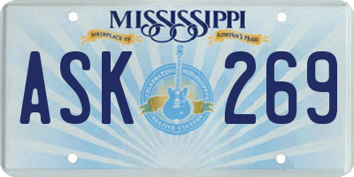 MS license plate ASK269