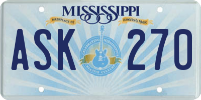 MS license plate ASK270