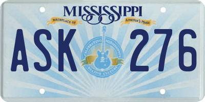 MS license plate ASK276