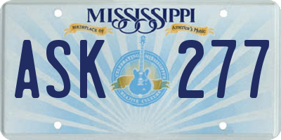 MS license plate ASK277