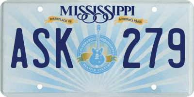 MS license plate ASK279
