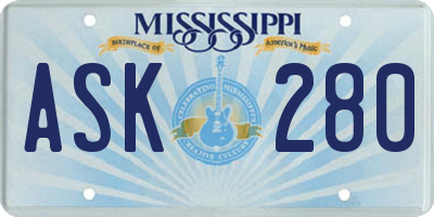 MS license plate ASK280
