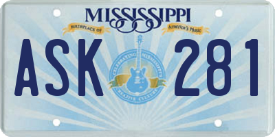 MS license plate ASK281
