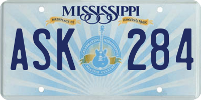 MS license plate ASK284