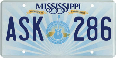MS license plate ASK286
