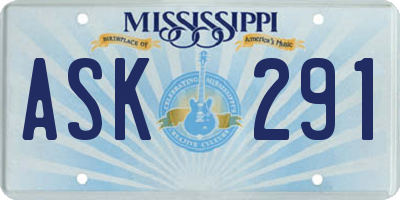 MS license plate ASK291