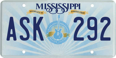 MS license plate ASK292