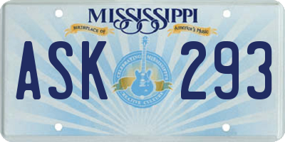 MS license plate ASK293