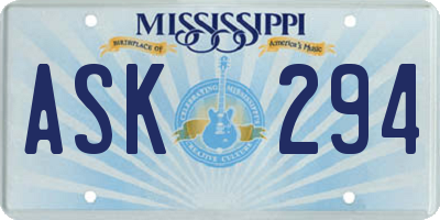 MS license plate ASK294