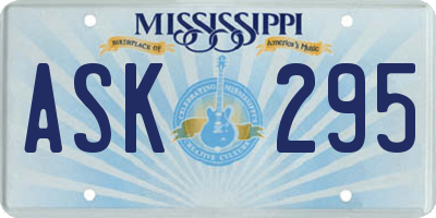 MS license plate ASK295