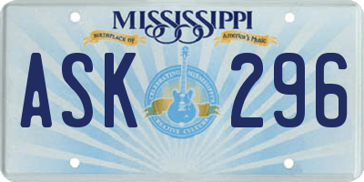 MS license plate ASK296