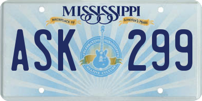 MS license plate ASK299