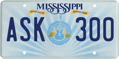 MS license plate ASK300