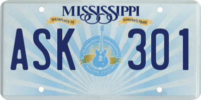 MS license plate ASK301