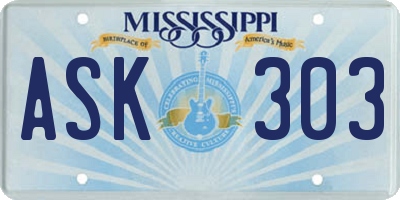 MS license plate ASK303