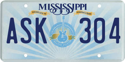 MS license plate ASK304